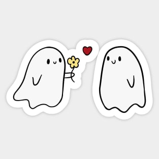 ghost couple gifting a flower Sticker